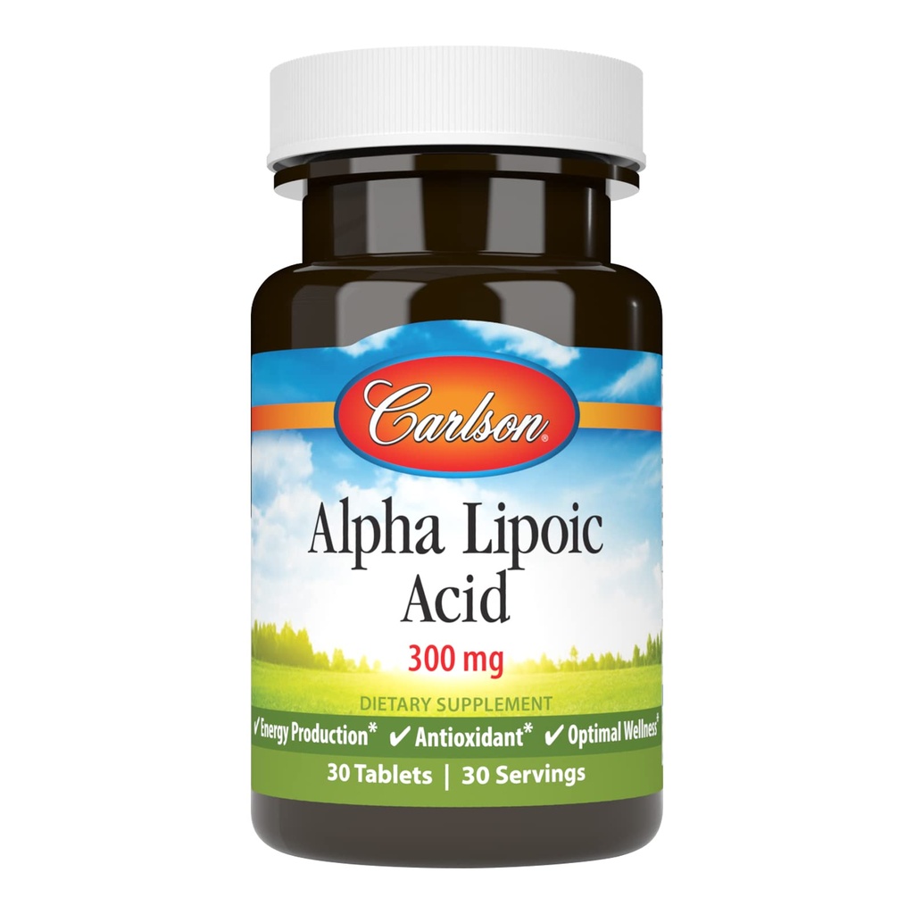 Carlson - Alpha Lipoïnezuur, 300 mg, Energieproductie, Universeel Antioxidant, 30 tabletten