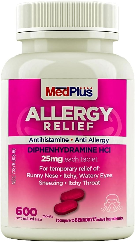 MedPlus Allergy Relief Medicine, 25 mg, 600 tabletten Difenhydramine Hcl 