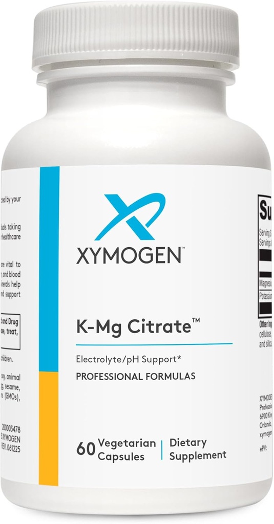 XYMOGEN K-Mg Citrate - Kalium- en Magnesium-Citrate Supplement - Bevorderen van nierondersteuning en gezonde celfunctie - Elektrolyten Supplement (60 capsules)
