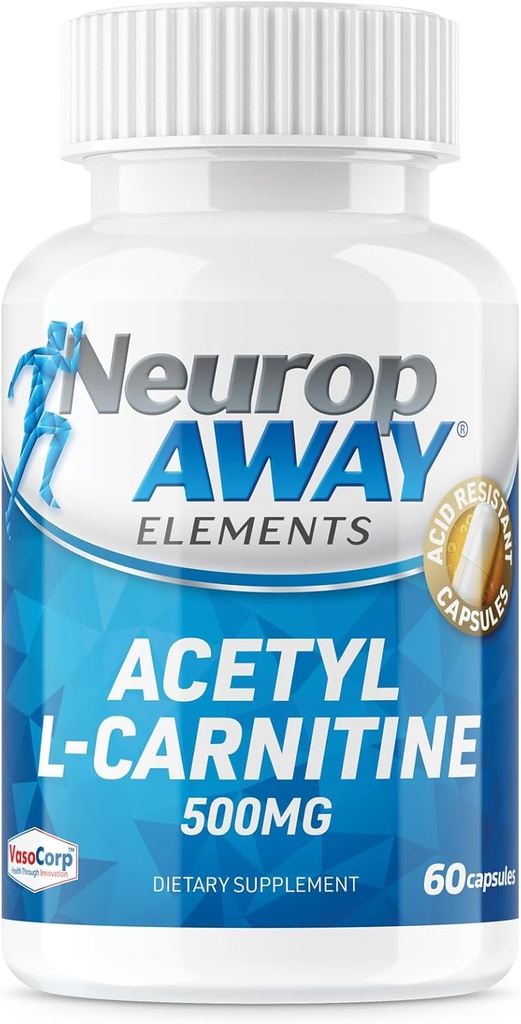 NeuropAWAY Elements Acetyl L-Carnitine 500mg 60ct Capsules (60 500mg Capsules per fles) Veggie Caps Derde partij Getest Made in USA