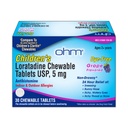 Ohm Loratadine Allergie pour enfants Comprimés à mâcher - Sans colorant, arômes de raisin, non somnolence 24 heures de soulagement, antihistaminique pour allergies intérieures et extérieures - 30 comprimés