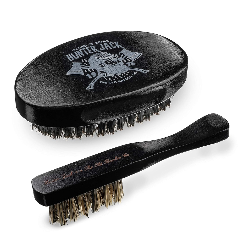 Baardborstel voor mannen - Natural Boar Bristle Beard Brush Kit - Snorborstel voor mannen - Premium Grooming Set van Hunter Jack
