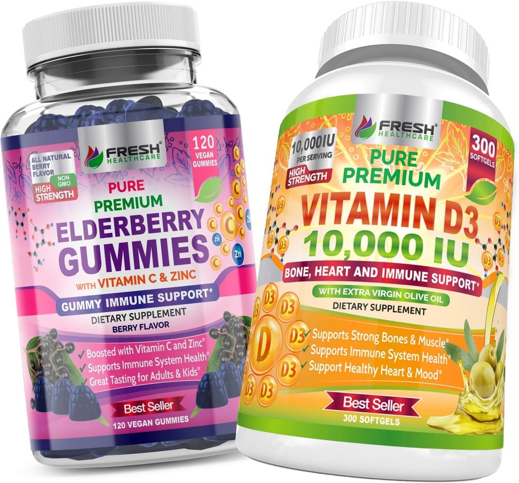 VERSE GEZONDHEIDSZORG Vlierbessen Gummies en Vitamine D - Bundel