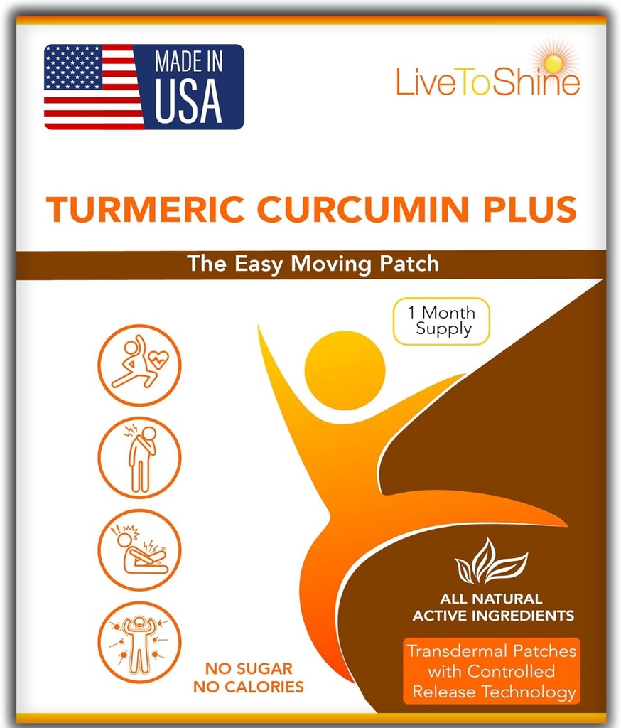 Live to Shine Turmeric Curcumin Topische Patches voor mannen en vrouwen - 30 dagen levering 