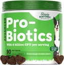Probiotiques pour chiens avec 4 milliards d'UCF, 90 croustilles pour chiens probiotiques pour toutes les races - aide à prévenir la diarrhée, améliorer la santé des Guts et le système digestif