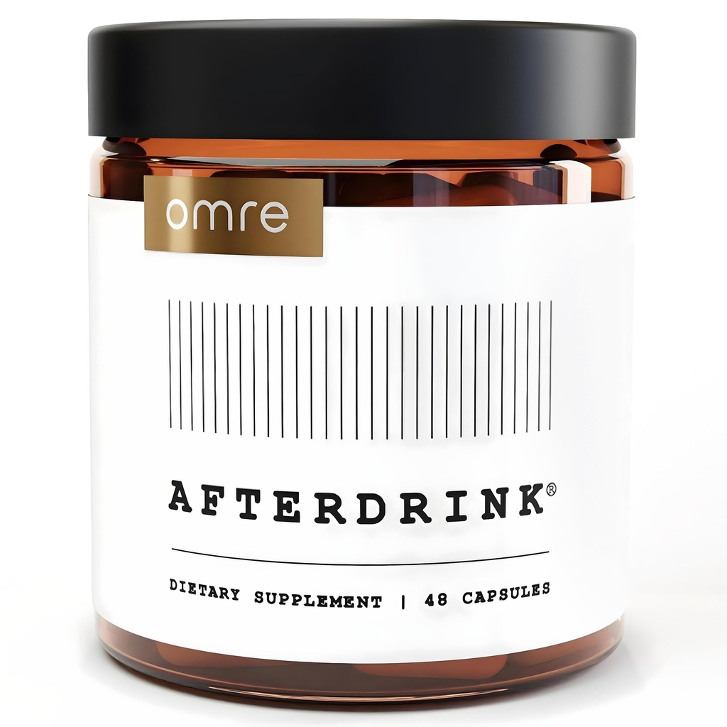 omre afterDrink Restore Pills with Milk Thistle, DHM, Vitamine B, Ginger & Herbal Extracts - Supplément avant et après la consommation avec soutien du foie pour de meilleurs matins - Fabriqué aux États-Unis (48 capsules)