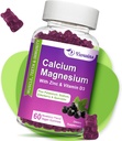 Hoge Absorptie Calcium Gummies, Calcium Magnesium Zink met Magnesium Glycinate, Kalium, Vitamine D3 voor Vrouwen & Men- Blueberry smaak 60 Ct