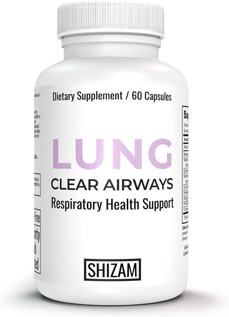 SHIZAM Lung Cleanse Detox Support Supplement voor ademhalingsgezondheid en rokers. Capsules met Butterbur Stinging Nettle Root Bromelain Quercetin Cordyceps Koorts weinig Pine Bark Extract Pillen