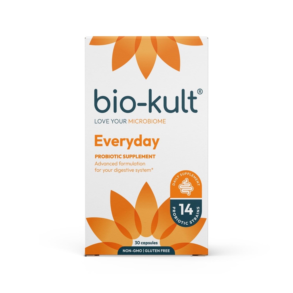Bio-Kult Gut Supplément probiotique de santé, 14 souches, probiotiques pour les femmes et les hommes, soutien immunitaire, santé digestive, plateau-stable, non-OGM et sans gluten, capsules, 30 comtes (paquet de 1)