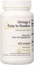 Omega-3 'Easy to Swallow' Ultra-zuivere visolie supplement Natuurlijke citroensmaak 100 Softgels
