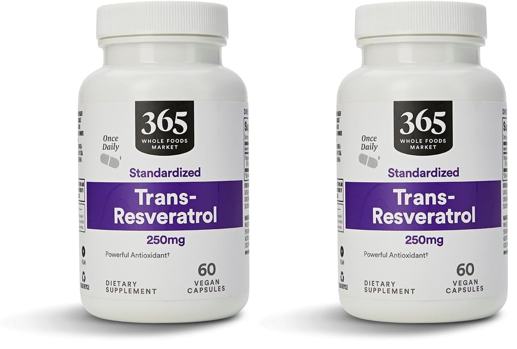 Whole Foods Market, Transresveratrol 250Mg, 60 Vegg capsules (verpakking 2)