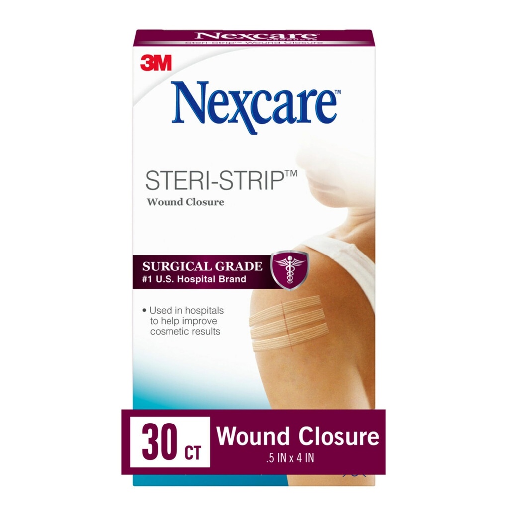 Nexcare Steri-Strip Wond Sluiting, ademende Strips Houd kleine wonden stevig gesloten, Groot na hechtingen of nieten - 30 Wond Sluitingen