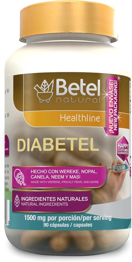 Diabetel Capsules de Betel Natural - Soporte Natural para el Diabetel - 90 Capsules
