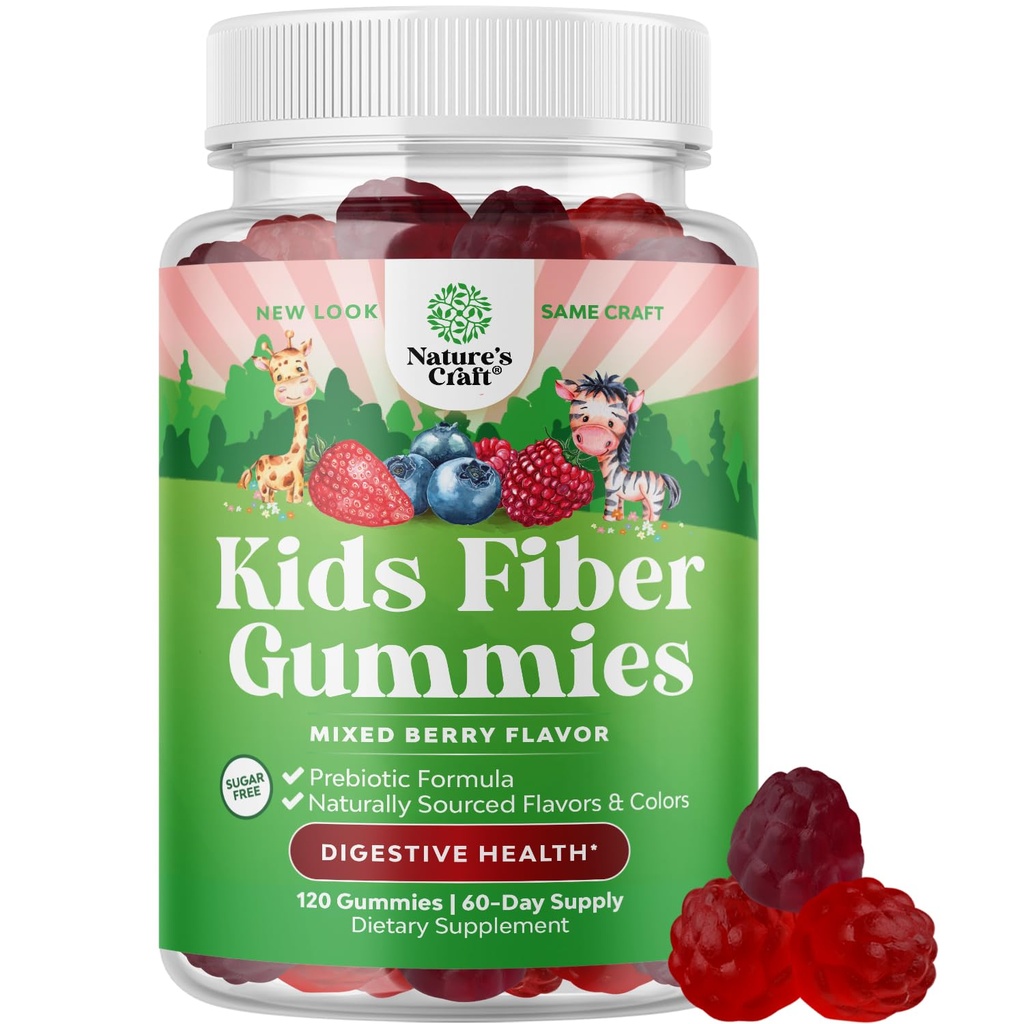High Prebiotic Fiber Gummies for Kids - Dieetvezelsupplementen voor spijsvertering en constipatie - Chicory Root Kids Immune Gummies - Non-GMO & Vegan Digestieve Voedingssupplementen - 120 Tellen
