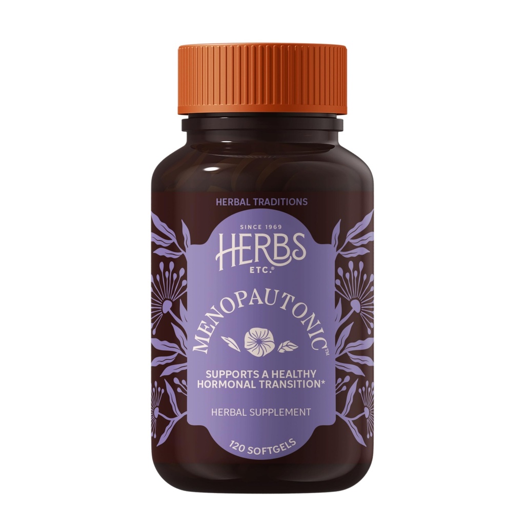 Herbes Etc. Ménopautonique Softgels - Supplément essentiel pour les femmes - Supplément de soutien à la transition hormonale - Offre un soutien ménopausique avec Dong Quai & Motherwort - 120 Softgels (120 portions)