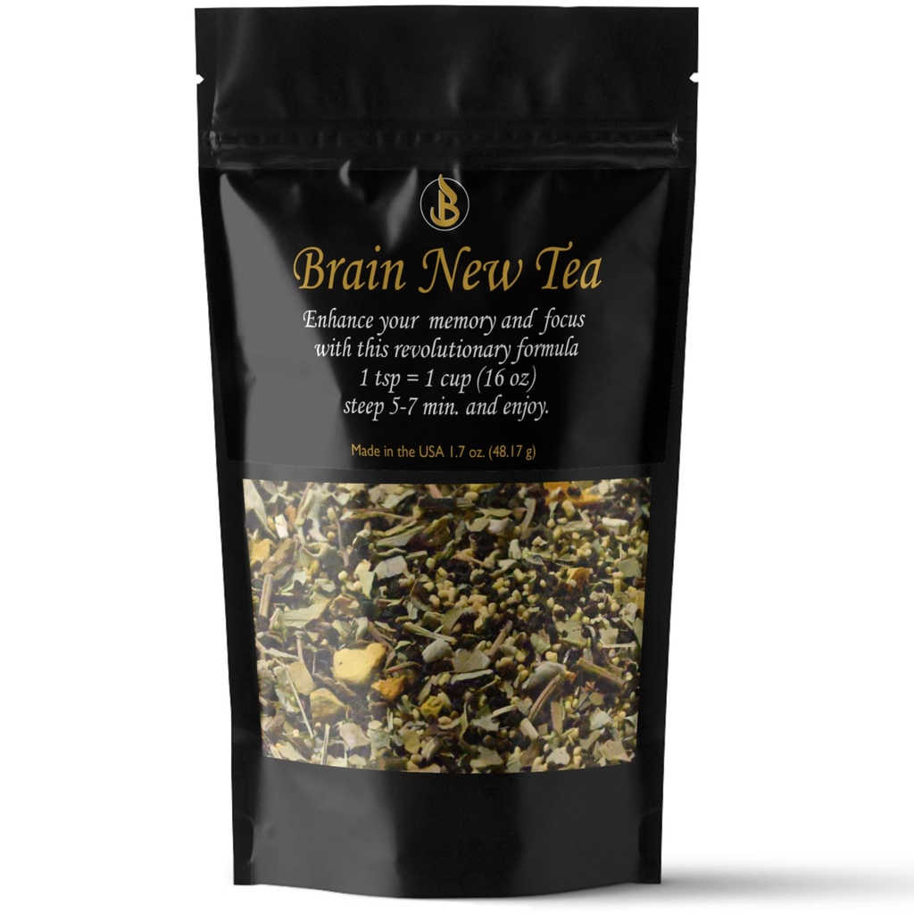 Brain New Tea - Geestelijke Helderheid, Supplementen voor Geheugen & Focus Boost, Nootropic, Brain Fog Relief met Bacopa, Yerba Mate, Rhodiola Rosea, Gingko Biloba, Gotu Kola, Reishi.