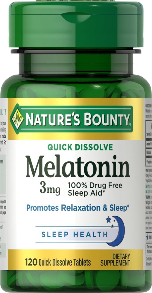 Nature's Bounty Melatonine Tablets, 3 mg, 120 Tellen