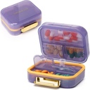 Toplive 7 Compartments Portable Pillen Organizer Travel Medicine Pillen Organisator, Vocht Proof Kleine Pillen Case Pocket Pillen houder Daily Pillen Container Box voor Visolie Vitaminen, Paars