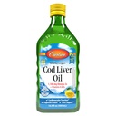 Carlson - kabeljauwleverolie 1100 mg Omega-3s Plus Vitaminen A & D3, Wild Caught Norwegian Arctic, Sustainablely Sourced Nordic Fish Oil Liquid, Citroen, 500 ml (16,9 Fl Oz)