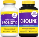 InnovixLabs Choline & Multi Probiotic Bundle Choline Bitrate 550 mg (100 capsules) Multi Strain Probiotica (60 capsules). Ondersteunt Memory, Mood, Brain Health & Boost Cognitive.*