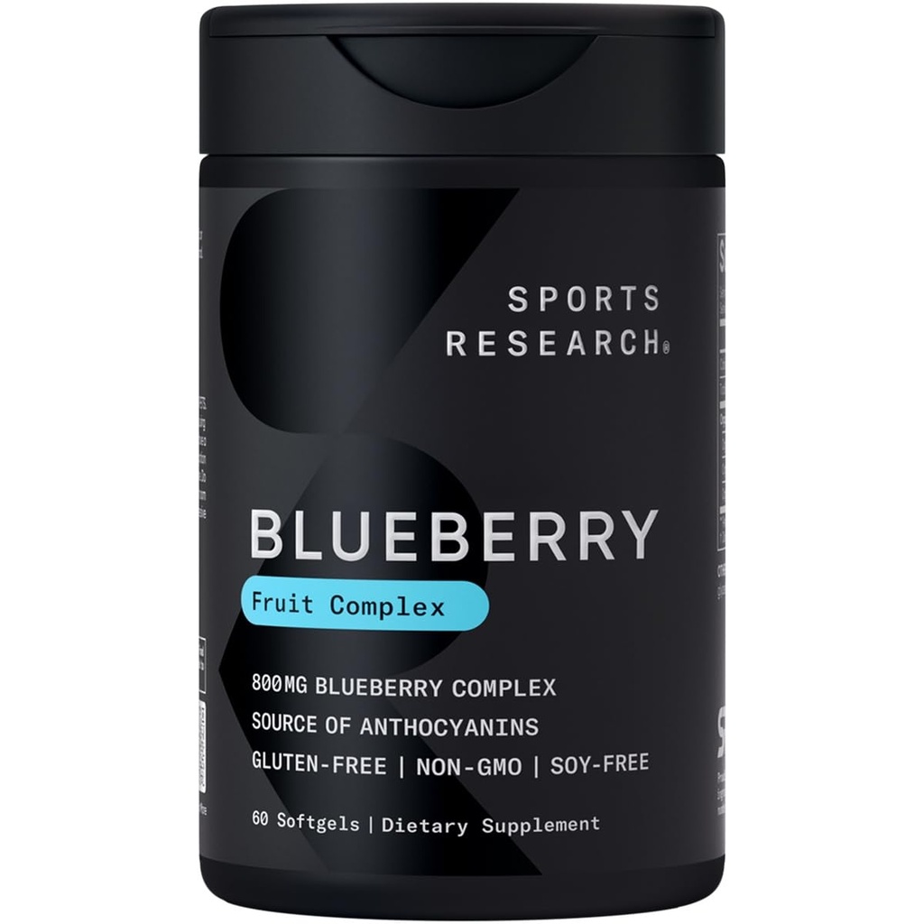 Sport Onderzoek Blueberry Capsules - Gemaakt van biologische bosbessen met biologische extra Virgin olijfolie - Non-GMO & Glutenvrij - 60 vloeibare softgels