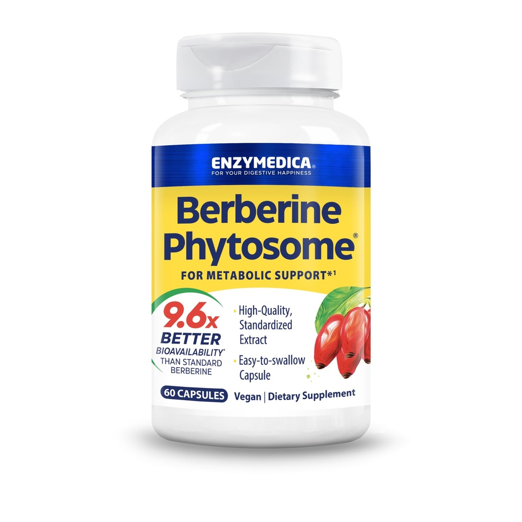 Enzymedica, Berberine Phytosome, 9.6X Betere biologische beschikbaarheid, High Potency Natural Vegan Dietary Supplement voor Metabole Ondersteuning, 60 capsules