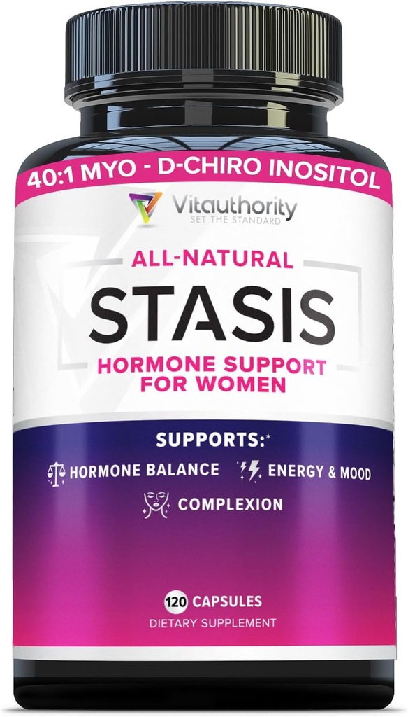Vitauthority Women's Hormone Balance Supplement - 40:1 Myo-Inositol & D-Chiro Inositol Blend with DIM for Hormone Balance for Women - Women's Health Vitamin for Skin Energy & Cycle Support (1 maand)