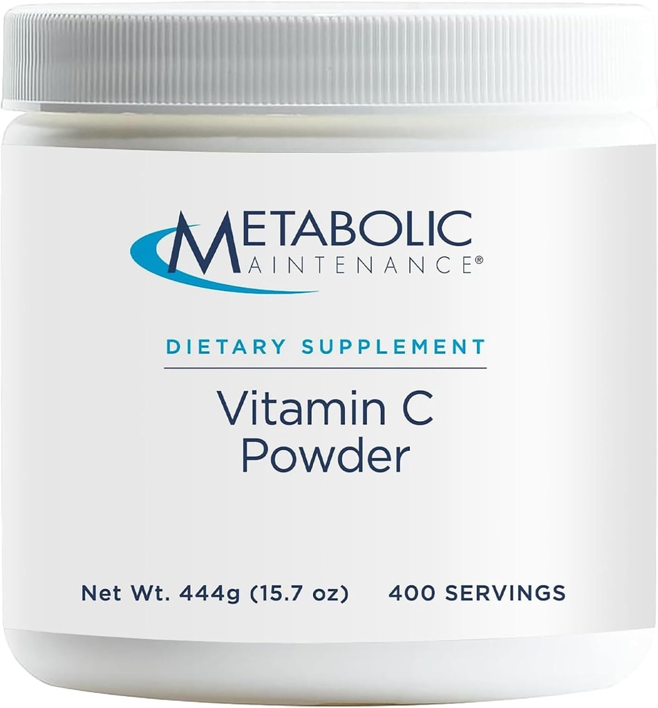 Maintenance métabolique Poudre de vitamine C - 1100 mg Acide ascorbique pur Antioxydant + supplément de soutien immunitaire - boisson facile Add-in (15,7 oz / 400 portions)