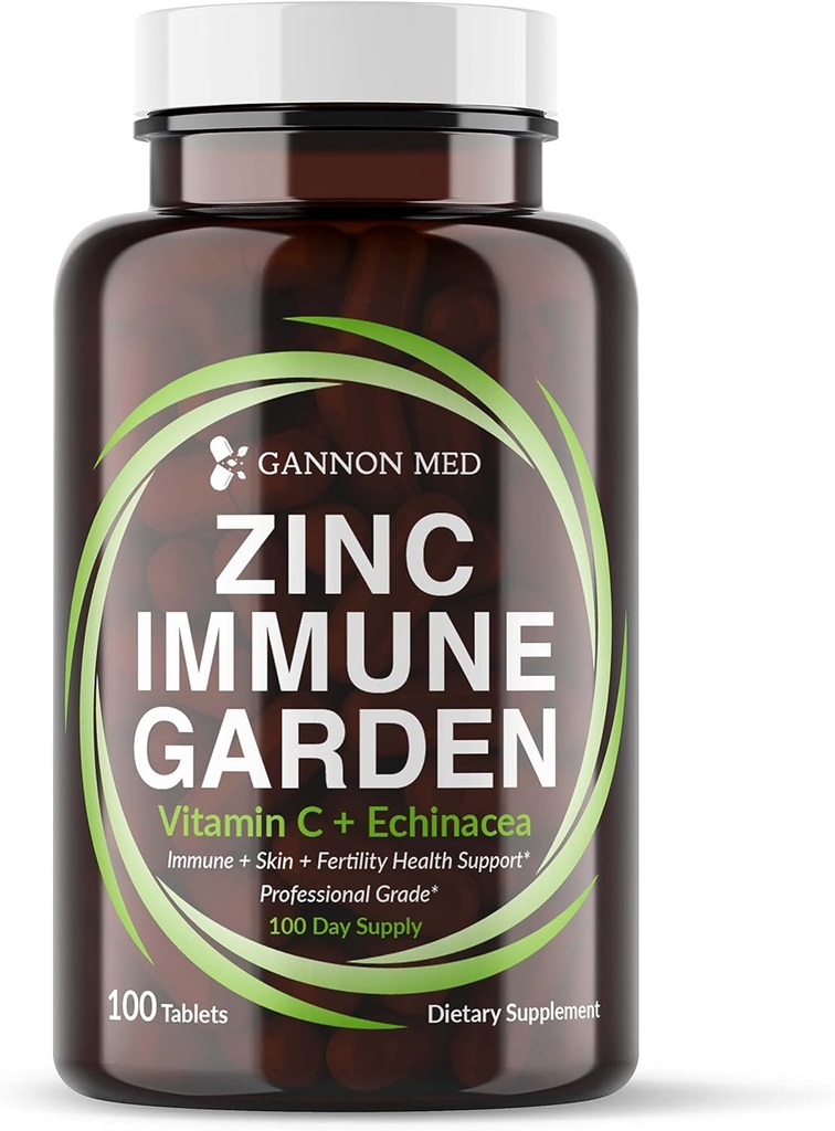 Zinc chélaté 50mg Immune Garden Vitamine C 800mg Suppléments de zinc Echinacea 600mg par comprimé - Immunité + peau + santé reproductive Minéraux - Zinc Chelate Immune Booster pour enfants et adultes