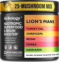 Kava Kava Root Cordyceps Lions Mane Reishi Mushroom Supplement, Nootrope Paddestoelen Capsules Kava Kava Extract, Paddestoelen Vitaminen voor Vrouwen, Ashwagandha, Magnesium - 60 Caps (1 Pack)