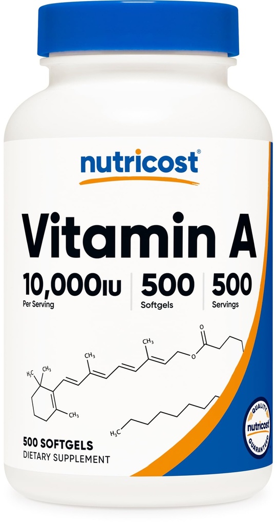 Nutricost Vitamine A 10.000 IE, 500 Softgel Capsules