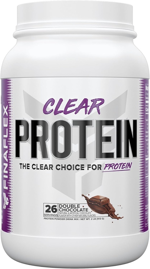 FINAFLEX Clear Proteine, Double Chocolate - 2 lb - Bevordert spierprestaties en groei - Milkshake-like Taste - Low Carb, Low Fat & Gluten Free - 27 porties