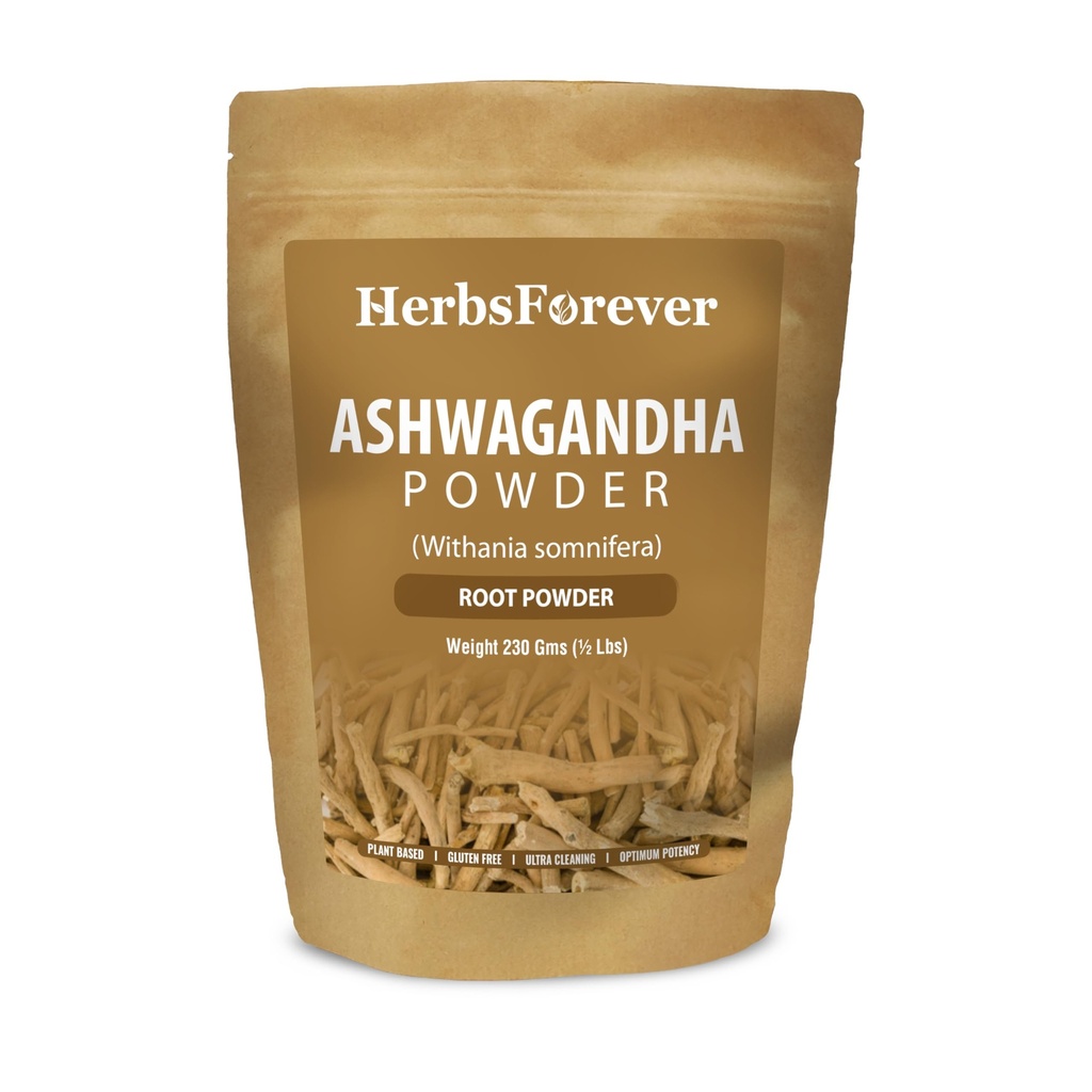 KruidenForever Ashwagandha Poeder 230g I Winterkers, Non-GMO, Veganistisch, Glutenvrij I Ayurvedische Stress-Buster ondersteunt energiebooster, vitaliteit en verjonger algemene wellness