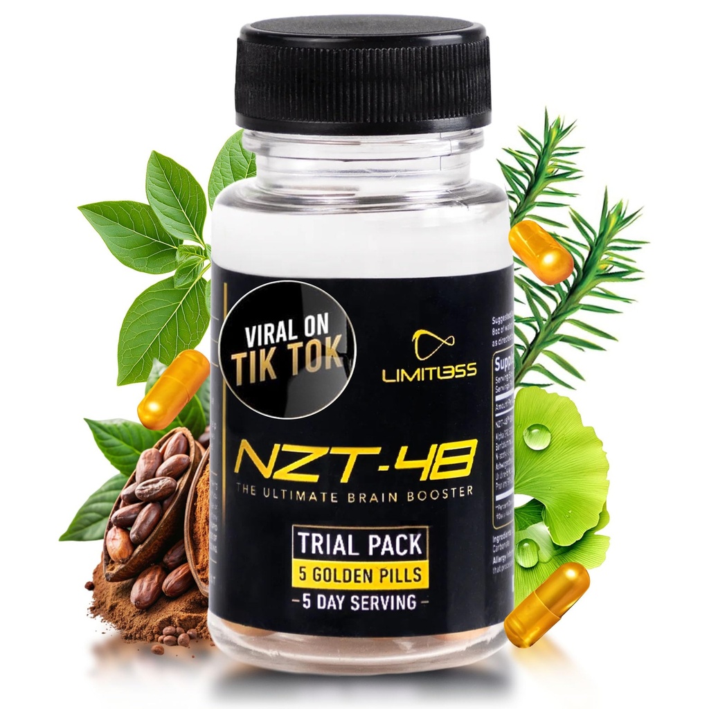 Nootrope Premium Brain Booster - Hersensupplement voor Geheugen + Focus + Natuurlijke Energie - Gecafeïneerd, Fosfatidylserine, Vitaminen B6 B12-5ct Capsules - Reispakket
