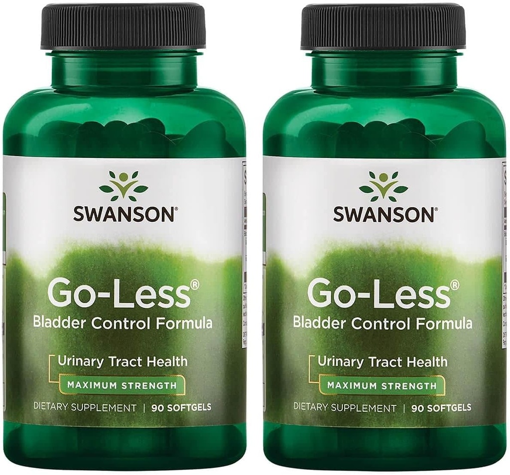 Swanson Go-Less Bladder Control Formula - Bevordert Urinaire Track Gezondheid en gezonde blaas Ondersteuning - Natuurlijke supplement voor volwassenen met pompoenzaad Extract - (90 Softgels) 2 Pack