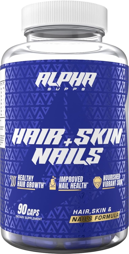 Alpha Supps haar, huid en nagels supplement voor vrouwen - levendige HSN gezondheid en kracht met biotine, collagen, en vitaminen ter ondersteuning van haargroei, dikte en huidstraling - 90 capsules
