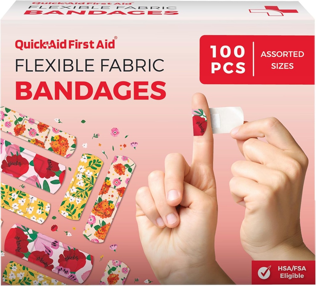 Flower Bandages, Bandages Variety Pack 100 Tellen, Leuke ontwerpen voor kinderen Volwassenen, Zachte Adhesie, Latex Gratis, Gebruik voor kleine sneden Scrapes, EHBO-benodigdheden