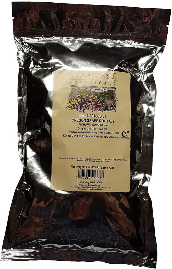 Racine de raisin de l'Oregon C/S Wildcrafted - Mohonia aquifolium, 1 lb, (Starwest Botanicals)