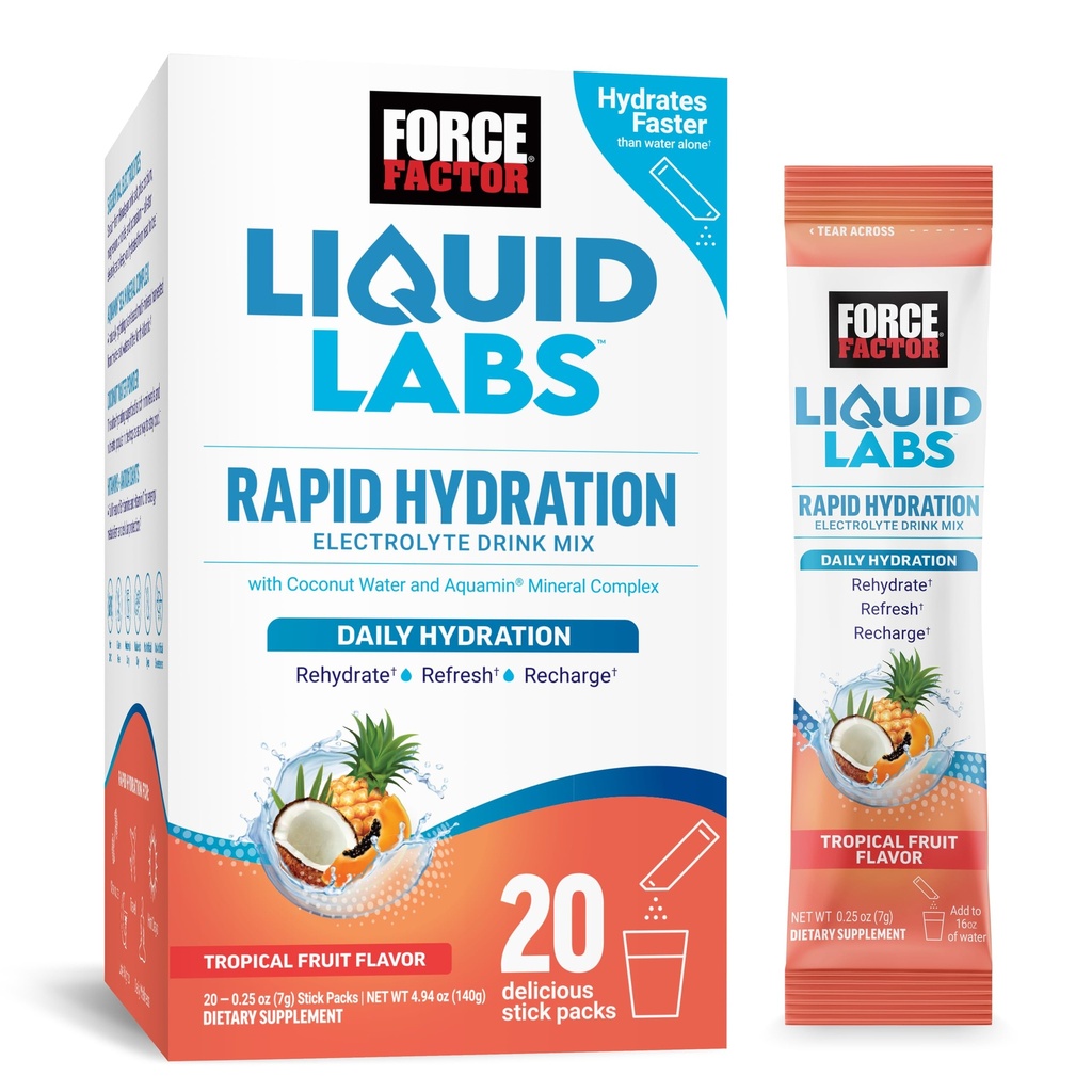 FORCE FACTOR Liquid Labs Electrolytes Powder Packets...Tropische Fruit