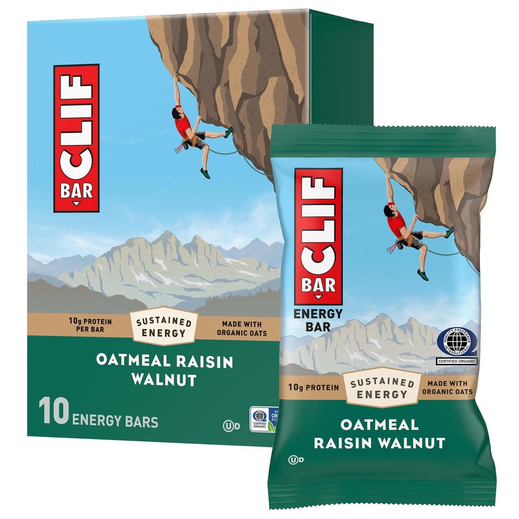 BAR CLIF - Barres de protéines énergétiques - Noix de raisins d'avoine - Fabriqué avec de l'avoine biologique - Barres énergétiques - Non-OGM - (10 Pack)