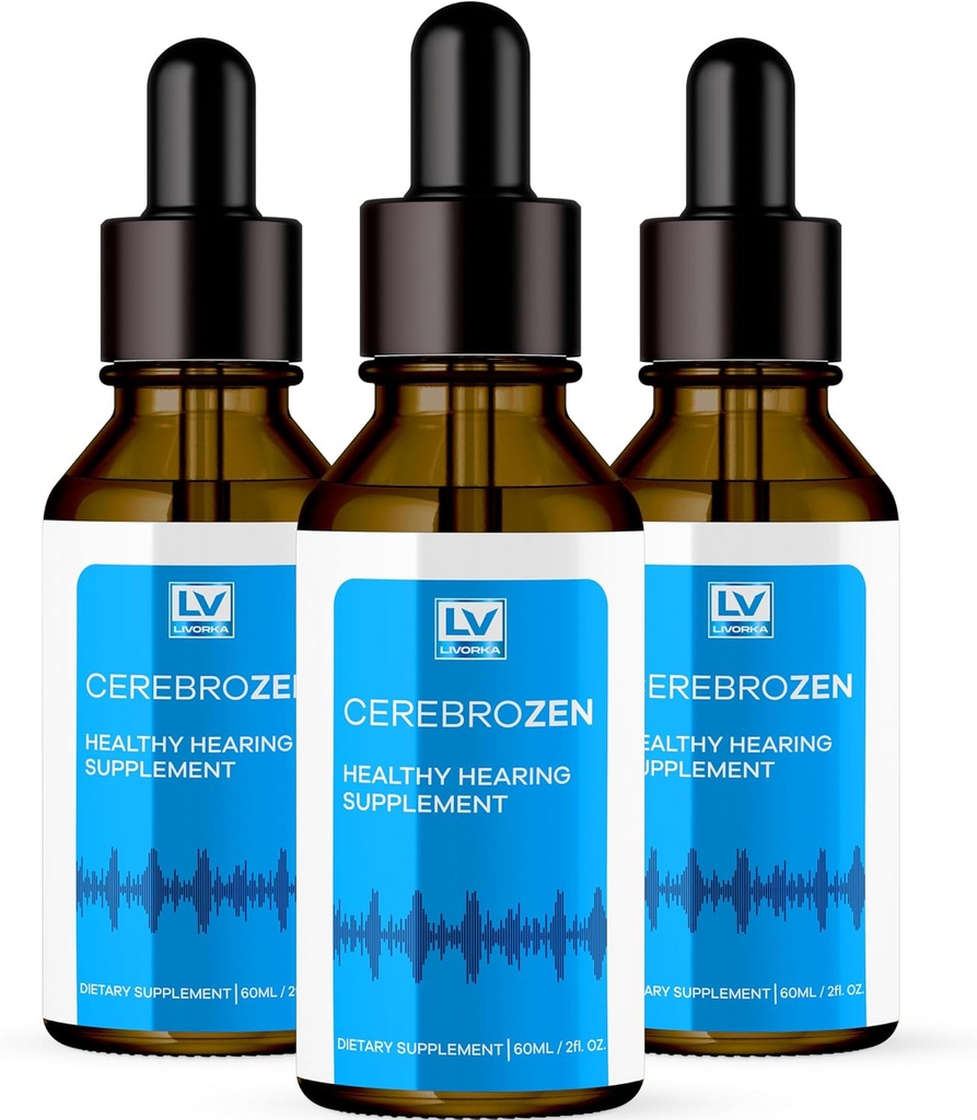 3 Pack - Cerebrozen oordruppels - Cerebrozen, Cerebrozen 24, Cerebrozen 360 Hearing Support, Cerebrozen druppels, Cerebrozen vloeistof, Cerebrozen druppels voor oren, 3 flessen voor 3 maanden