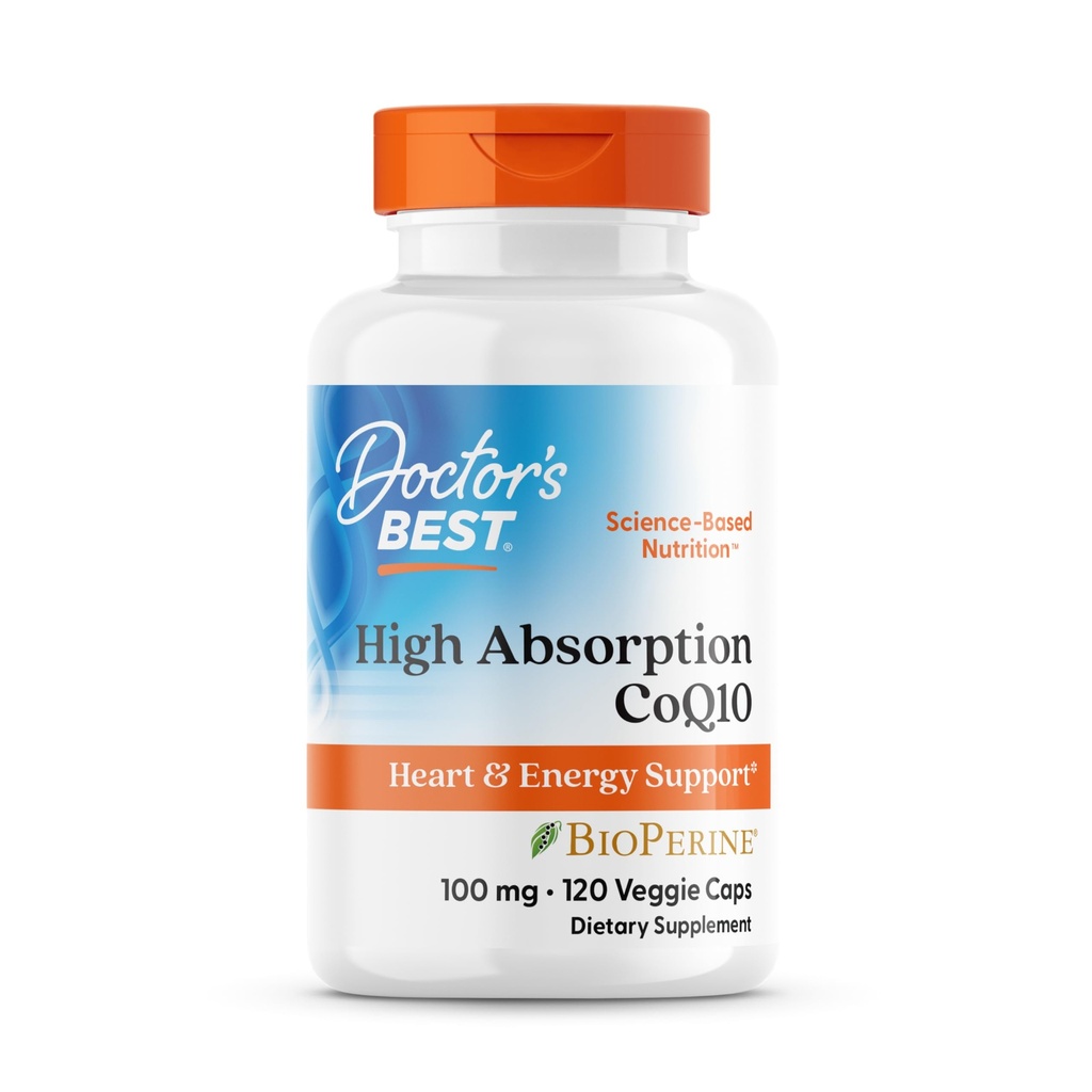 Meilleur CoQ10 d'absorption élevée de docteur avec biopérine, la santé cardiaque et la production d'énergie, non-OGM, sans gluten et sans soja, végétalien, 100 Mg, 120 compte