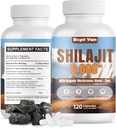 Shilajit Himalaya Capsules - Pure Himalaya Organic Supplement with Paddenstoelen Blend, Zink - 2 maanden Supply for Strength, Stamina, Brain & Immune Health - Shilajit for Women & Men 120 Count Vegan