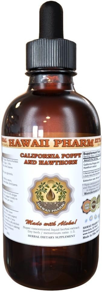 Californische Poppy (Eschscholzia Californica) en Hawthorn (Crataegus Laevigata) Liquid Extract 4 oz