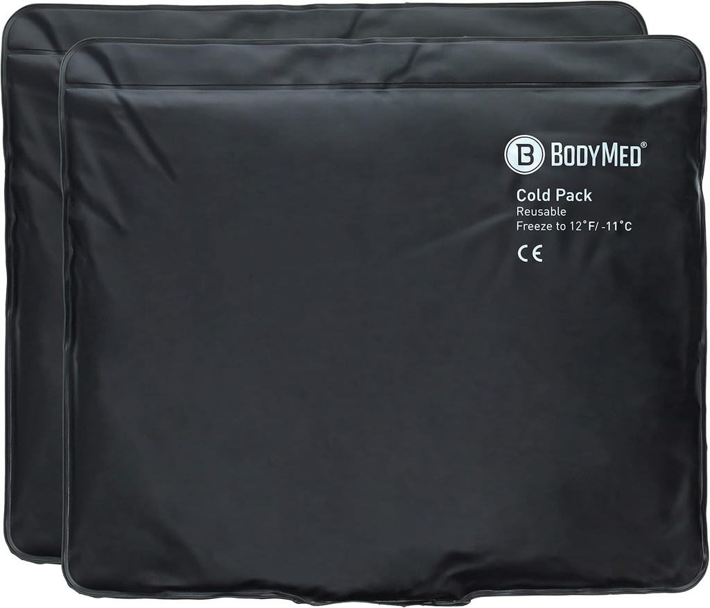 BodyMed Paquet de glace en uréthane réutilisable (2-paquet) pour le genou, le bras, l'ormeau, l'épaule, le dos - thérapie à froid de qualité professionnelle pour blessures, douleurs, gonflement, ecchymoses - 14 po x 12 po (standard)