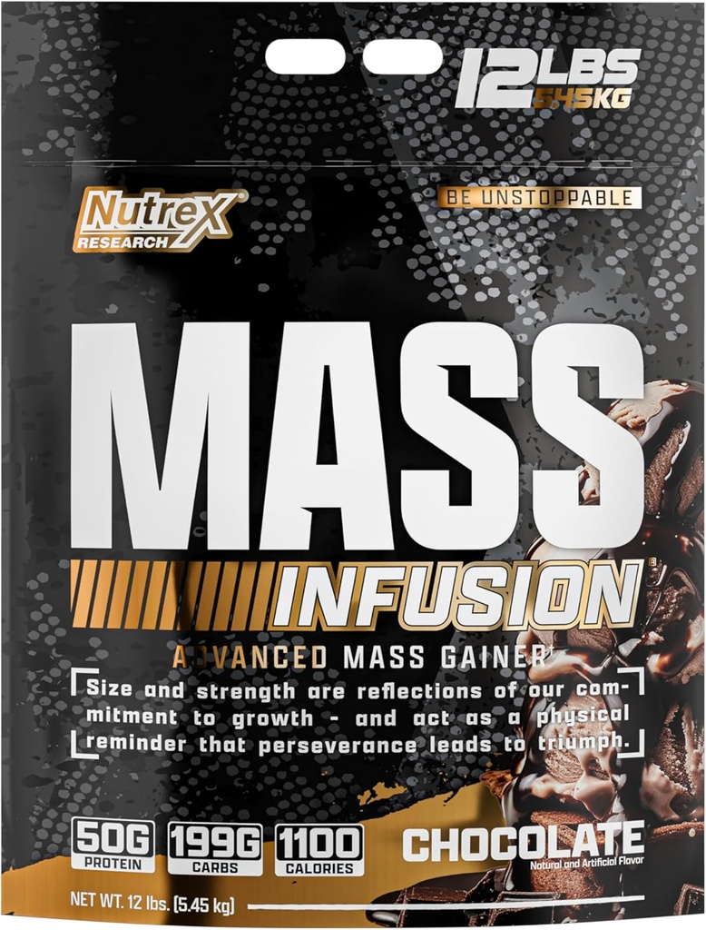 Nutrex Mass Infusion Chocolate Advanced Mass Gainer Proteïne Poeder 100% Wei Weight Gainer Shake 12 Pond