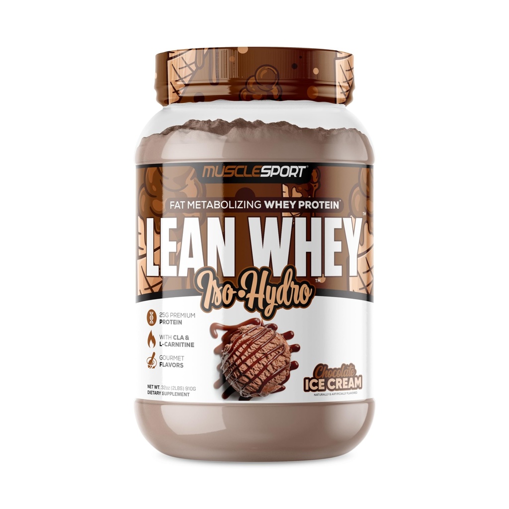Musclesport Lean Whey RevolutionTM Poudre de protéines - Isolation de protéines de lactosérum - Faible teneur en calories, faible teneur en glucides, faible teneur en gras, colorants incroyables - 25g de protéines par scoop - Crème glacée au chocolat de 2lb