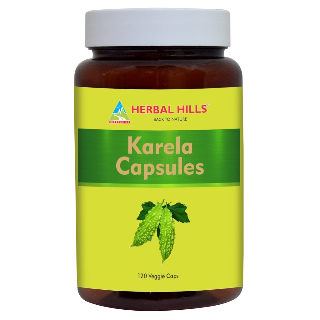 HERBAL HILLS Bitter Meloen/Bitter Gourd/Karela Capsules (Momordica Charantia) 120 Tellen (900 mg) Best voor oog- en huidgezondheid