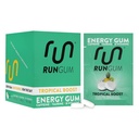 RUN GUM Tropical Boost Energy Chewing Gum 50mg Cafeïne Taurine & B-Vitaminen per stuk, 24 stuks (verpakking van 12) Suikervrij, Zero Calorie, Geen Aspartaam, en Glutenvrij, 1 ea