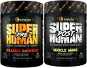 ALPHA LION Superhuman Pre Workout Powder & Post Workout Recovery Bundle, Sustained Energy & Focus + Lean Muscle Growth, Strength & Volume (Hulk Juice & Gany Smith Apple)